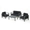 Contemporary Home Living 4-Piece Gray Finish Outdoor Furniture Patio Chat Set with Cushion